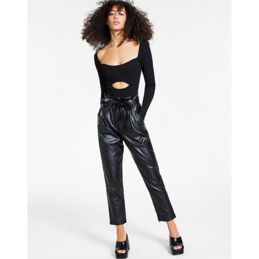 LEYDEN Ribbed Cutout Bodysuit Black Size L